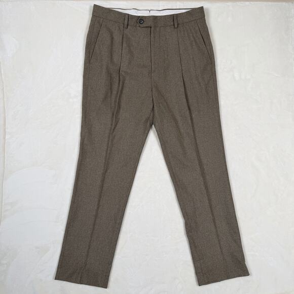 Todd Snyder Wool Dress Pants Mens 100% Virgin Wool Brown Tailored Trouser 33 W